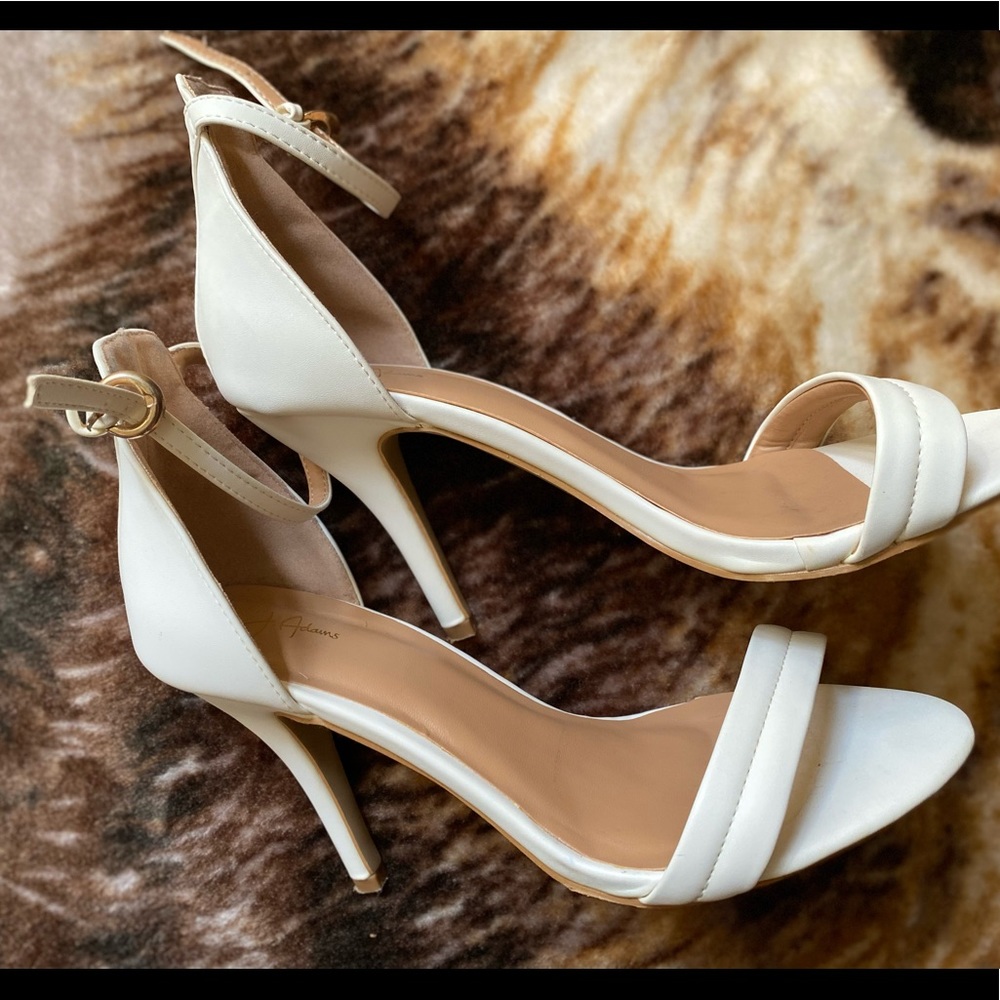White heeled sandals